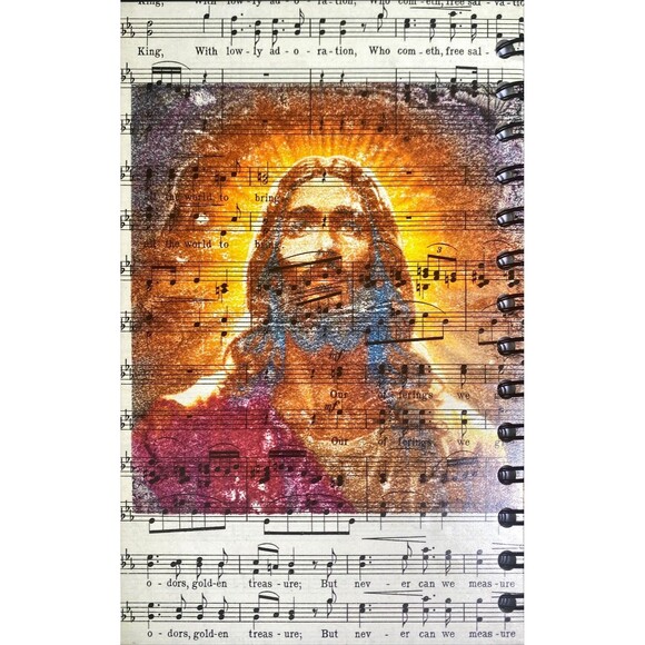 Journal Unique Jesus Designs Handmade Upcycled Spiral Notebook 200 Pages - Picture 4 of 5